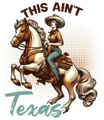 Retro Western Cowgirl Clipart Vector Illustration