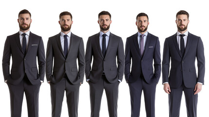 Five Businessmen in Suits Standing Together