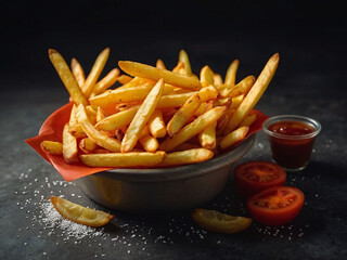 french fries and ketchup