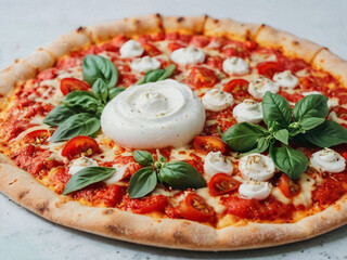 pizza with tomato and basil