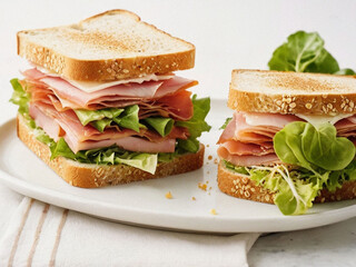 sandwich with ham and vegetables