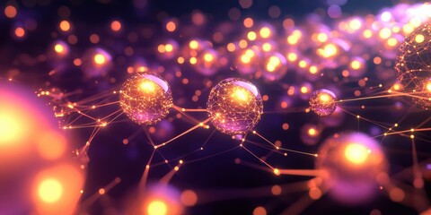 Obraz premium a bunch of shiny spheres on a dark background