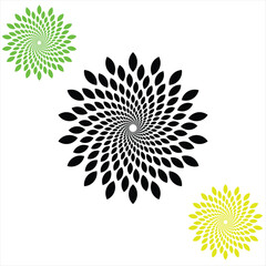 Spiral sunflower seed form. Sun, flower logo vector isolated.