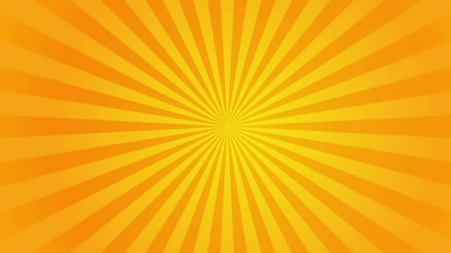 Vintage abstract animation with yellow sunrays on light background. Sunlight rotation loop background. Copy space.
