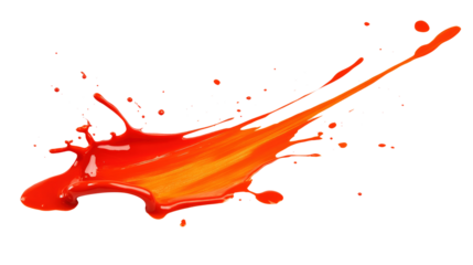 An explosive splash of vibrant red and orange paint across a white background, full of energy and artistic expression.