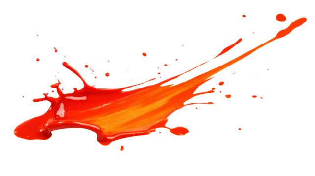 An explosive splash of vibrant red and orange paint across a white background, full of energy and artistic expression.