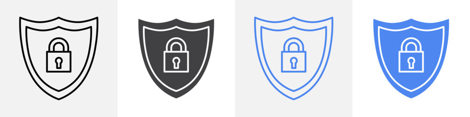 shield lock icon vector set use for web