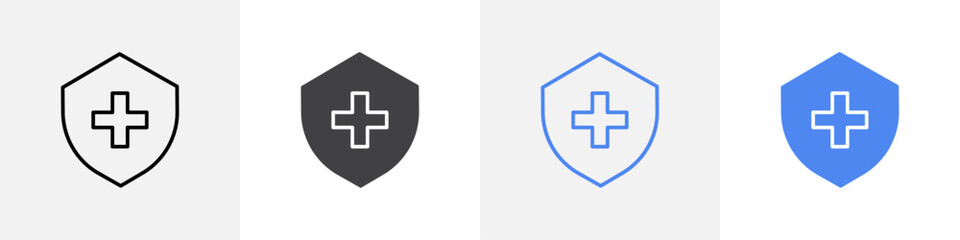 shield with cross icon vector set use for web