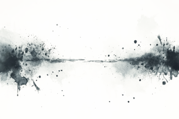 A symmetrical monochrome ink splatter pattern on a light background, offering an artistic and modern design with abstract textures.