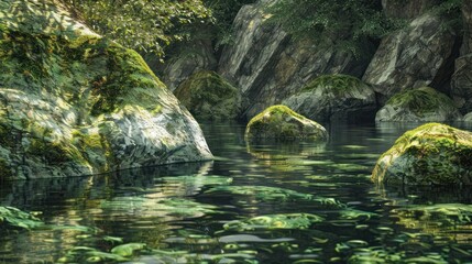 Obraz premium Tranquil Mossy River