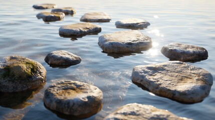 Obraz premium Stepping Stones in Tranquil Water