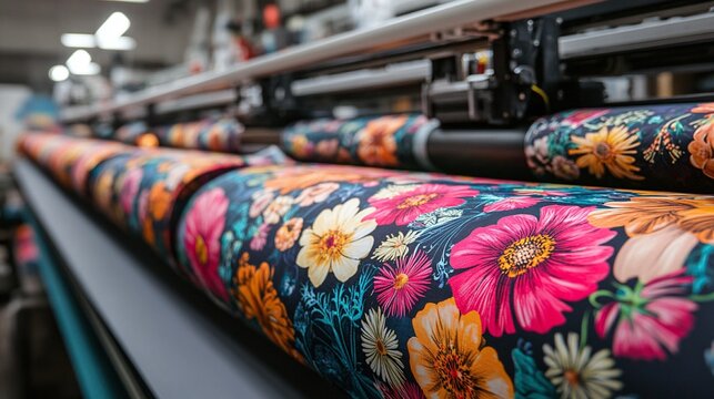 sublimation printers printing floral patterns on fabric with DTF technology, showcasing how this innovative printing method is shaping the future of textile design and printing