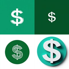 Obraz premium Dollar sign in a circle icon on a green background