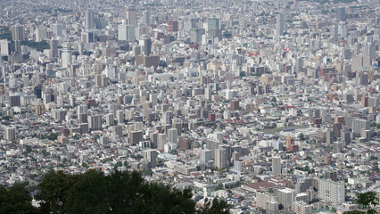 Obraz premium 札幌藻岩山の展望台から見た札幌中心部のビル群の写真