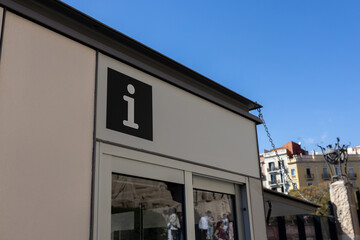 Tourist information sign in a public space, summer vacation concept