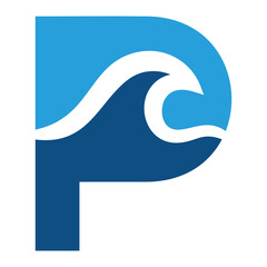 letter P wave logo template


