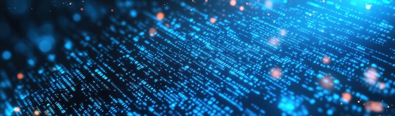 Obraz premium Abstract blue digital background with binary code and