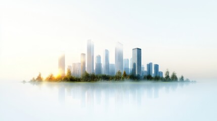 Obraz premium Futuristic Cityscape with Towering Skyscrapers at Dusk