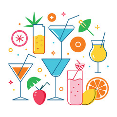 set of cocktails and drinks