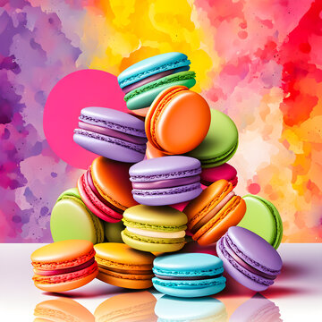 Illustration of macarons on the abstract background.
