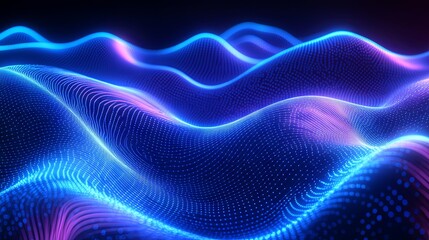 Obraz premium Abstract background with blue neon lines, computer generated abstract background