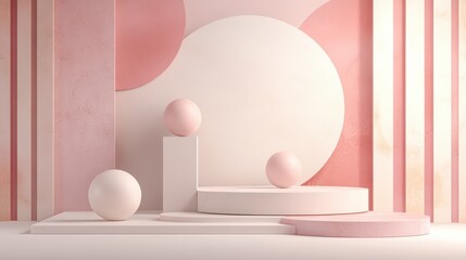 Fototapeta premium Abstract Geometric Shapes and Floating Platforms