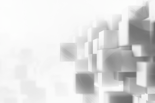 Abstract white background with futuristic geometric shapes and cubes on the edges graphics city town.