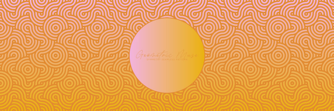 Circular wavy seamless Asian geometric pattern in vibrant orange tones. Decorative texture for textiles and wallpapers.