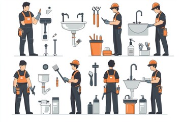 A skilled plumber working on various tasks such as repairs, installations, and maintenance across different plumbing setups