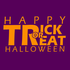 Happy Trick or treat day on October 31st. Bold text on dark purple background. Happy Halloween.