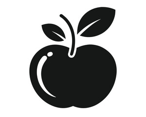 apple with leaf illustration silhouette vector 