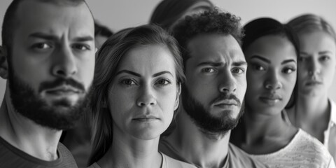 Obraz premium Eight different individuals, smiling for the camera, showcasing variety in appearance and background.