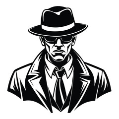 man with hat illustration silhouette vector 