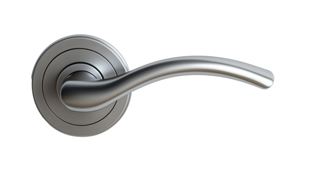 Aluminium door handle isolated on transparent or white background