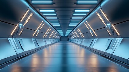 3d illustration - clean futuristic alien scifi fantasy hangar tunnel corridor. 