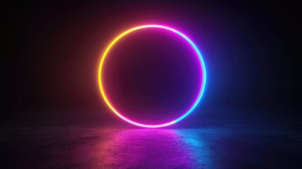 Obraz premium A vibrant circular illumination device, featuring a spectrum of colorful lights that can be used for artistic displays or as a stylish accessory.