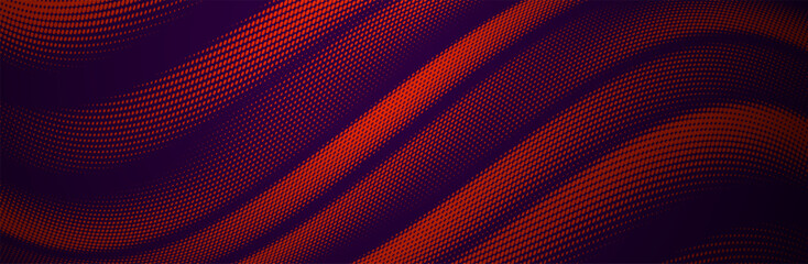 Naklejka premium Red wave halftone dots abstract vector background