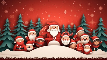 Stylish Christmas card with cute cartoon characters