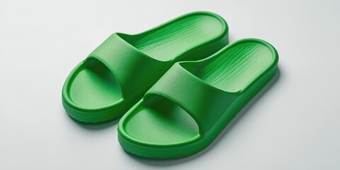 Bright green children's water shoes, designed for swimming and pool use. Comfortable and waterproof with non-slip soles.