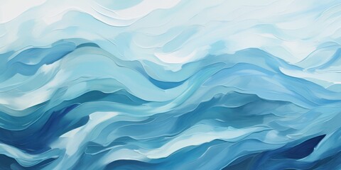 Obraz premium Abstract Ocean Waves Painting. Serene Blue Watercolor Textures for Calm Backgrounds and Wallpapers