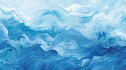 Abstract Ocean Waves Painting. Serene Blue Watercolor Textures for Calm Backgrounds and Wallpapers