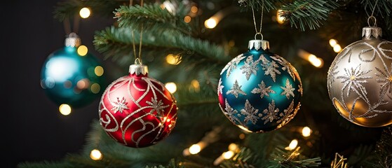 Christmas Ornaments on a Tree