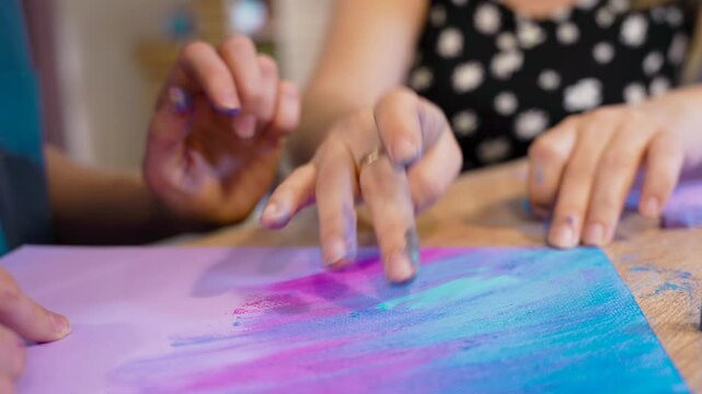 Colorful chalk drawing tutorial for kids in an art studio