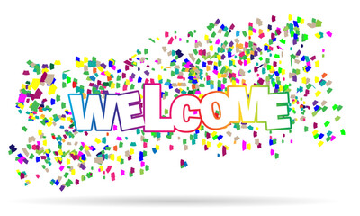 Welcome banner with confetti, background to welcome a new employee concept