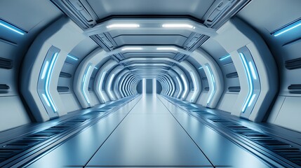 3d illustration - clean futuristic alien scifi fantasy hangar tunnel corridor. 