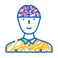 head brain human doodle icon sketch vector. head brain human sign. isolated symbol illustration