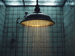 Modern Shower Head With Water Drops - Bathroom Design Inspiration