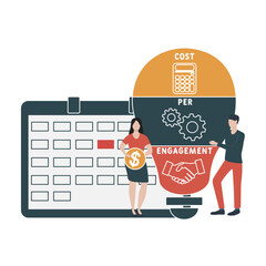 CPE - cost per engagement acronym. business concept background. vector illustration concept with keywords and icons. lettering illustration with icons for web banner, flyer, landing