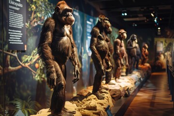 Obraz premium visual representation of the evolution of the human species. Exposition in the museum