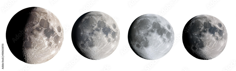 Wall mural phases of the moon on a white isolate background.